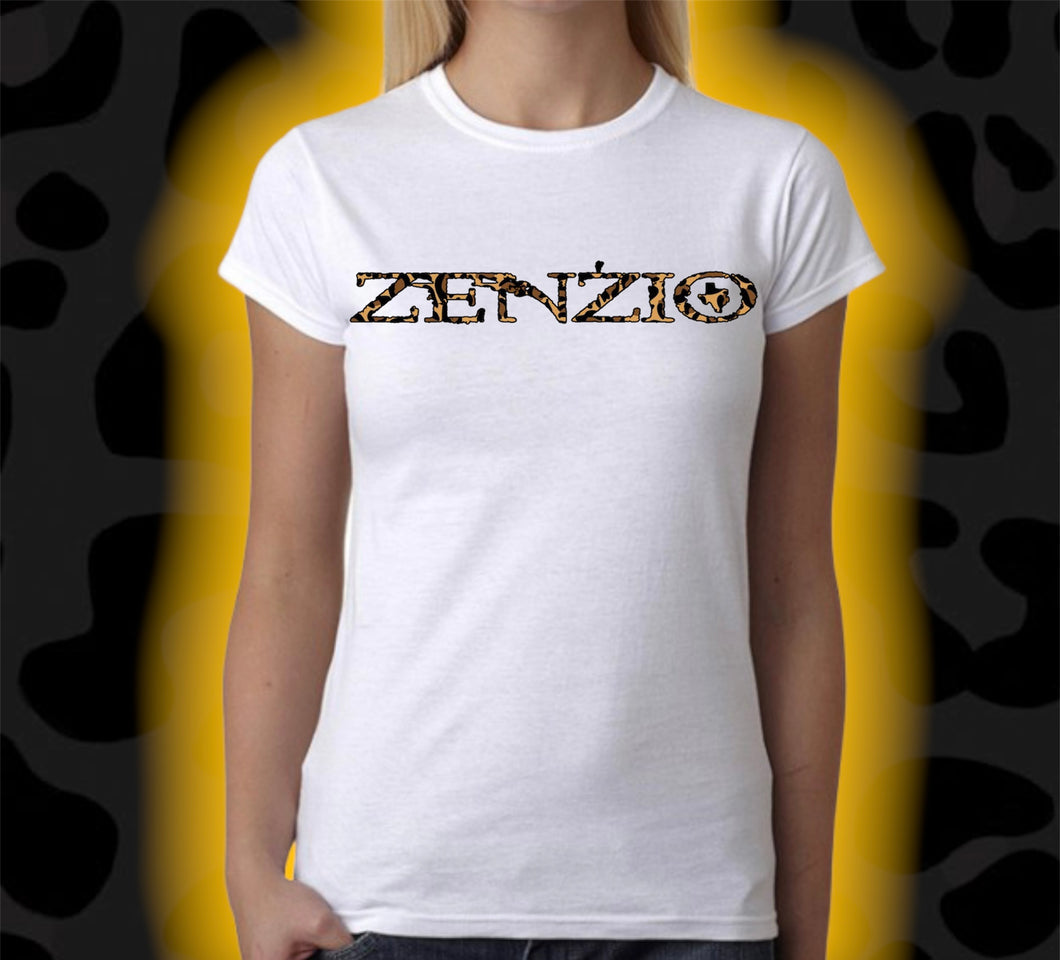 LIMITED ZENZIO CHEETAH PRINT LOGO WOMENS  T